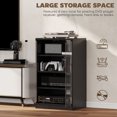 thumbnail image 4 of HOMCOM 5-Tier AV Media Stand with Push to Open Glass Doors, Audio-Video Storage Cabinet with Adjustable Shelves for DVD Players, Games Consoles, Routers, Distressed Black, 4 of 7