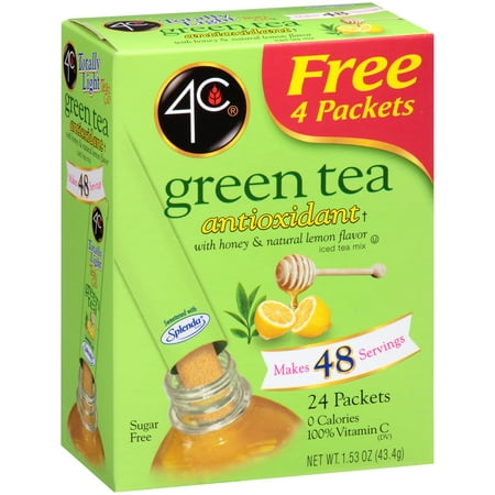 (3 pack) 4C Totally Light Drink Mix, Green Tea, 1.53 Oz, 20 Packets, 1
