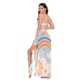 thumbnail image 3 of FORMRS Womens Long Sarong Beach Wrap Semi-Sheer Bikini Skirt Bathing Swimsuit Cover Up, Pink Retro Sun, 3 of 7