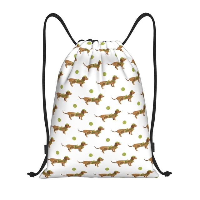 Lsque Dachshund Going To Play Tennis Print Drawstring Backpack Bag Sport Gym Sackpack Cinch Bags Drawstring Bags Draw String Sport Bag-Medium