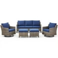 thumbnail image 2 of Unnifurnzi Patio Furniture Set-5 Pieces All Weather Wicker Outdoor Furniture Outdoor Swivel Rocking Chairs with Patio Couch Outdoor Patio Furniture Set for Porch Balcony Deck-Gray/Blue, 2 of 7