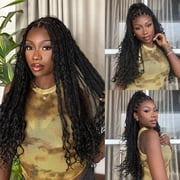 LUVME Flexi-Fit Invisi Drawstring Cap Full Lace Knotless Boho Curls Braided Long Wig فروة رأس طبيعية للغاية - الولايات المتحدة فقط