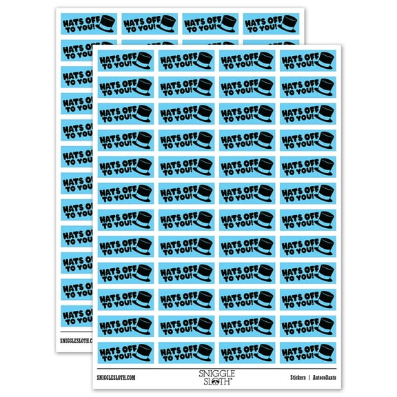 Hats Off to You Teacher Student School Sticker Set - Light Blue - Gloss Finish - 1.25" Mini