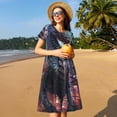 thumbnail image 4 of Naloa Urban Mechanical Dragon Print Womens Summer A-Line Dress with Pockets,Short Sleeve Dresses,Flowy Beach Swing Dress for Vacation Travel, 4 of 6