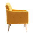 thumbnail image 4 of Modern Accent Chair, Leisure Single Sofa Chair with Rose Golden Feet, Teddy Upholstered Armchair with Highback, Reading Lounge Armchair Side Chair Furniture for Bedroom Living Room, Mustard, 4 of 9