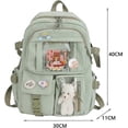 thumbnail image 2 of mochila bonita para mujer, impermeable, multibolsillos, de nailon, para la escuela, para estudiantes y niñas, verde, 30 x 10 x 40 cm., 2 of 4