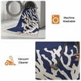 thumbnail image 5 of Coral Navy Blue Bathroom Rug 2'x3', Coastal Ocean Marine Nautical Beach Low Profile Front Entryway Rug with Tassels, Woven Cotton Washable Kitchen Mat Carpet for Foyer Bedroom Back Door Decor, 5 of 9