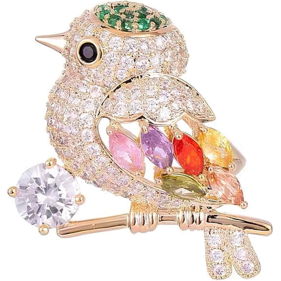 Crystal Bird Brooch Pin for Women Elegant Animal Rhinestone Lapel Pin for Scarf Coat Dress Hat Party Gift Accessory