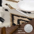 thumbnail image 4 of Boho Black Brown Table Cloth, Round Fitted Tablecloths with Elastic Edge, Geometric Southwestern Ethnic Retro Wipeable Waterproof Table Cover for Kitchen Wedding 36-44 Inches, 4 of 4
