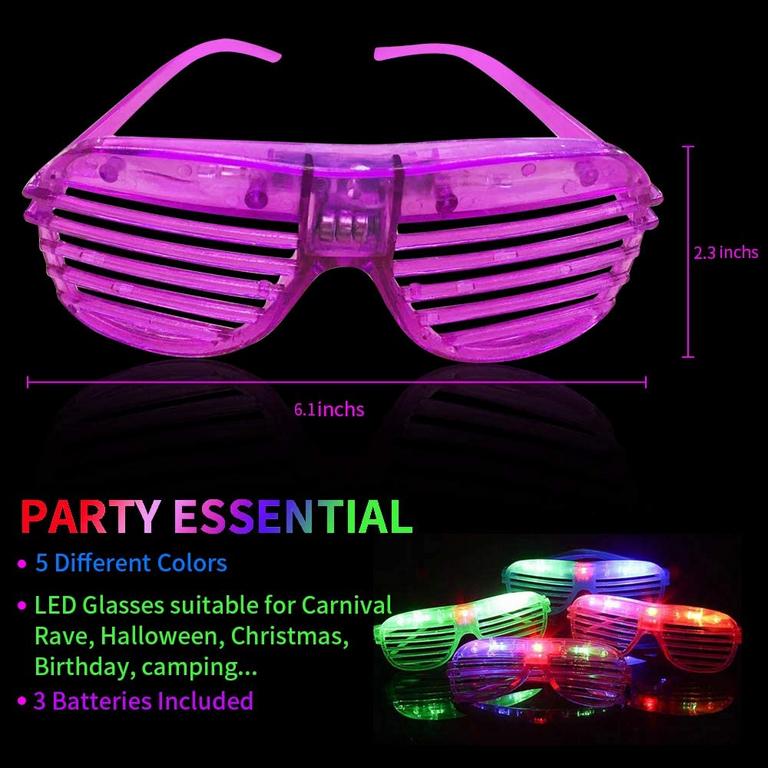 Kryc 10pcs Light Up Glasses With 20 Glow Sticks, Led Glasses Glow In The Dark  Party Supplies For Kids Adults, Neon Party Supplies For Birthday Party