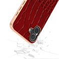 thumbnail image 5 of ABEEL For iPhone 16 Plus Case Electroplating Edge Crocodile Texture Genuine Cow Leather Back Phone C, 5 of 5
