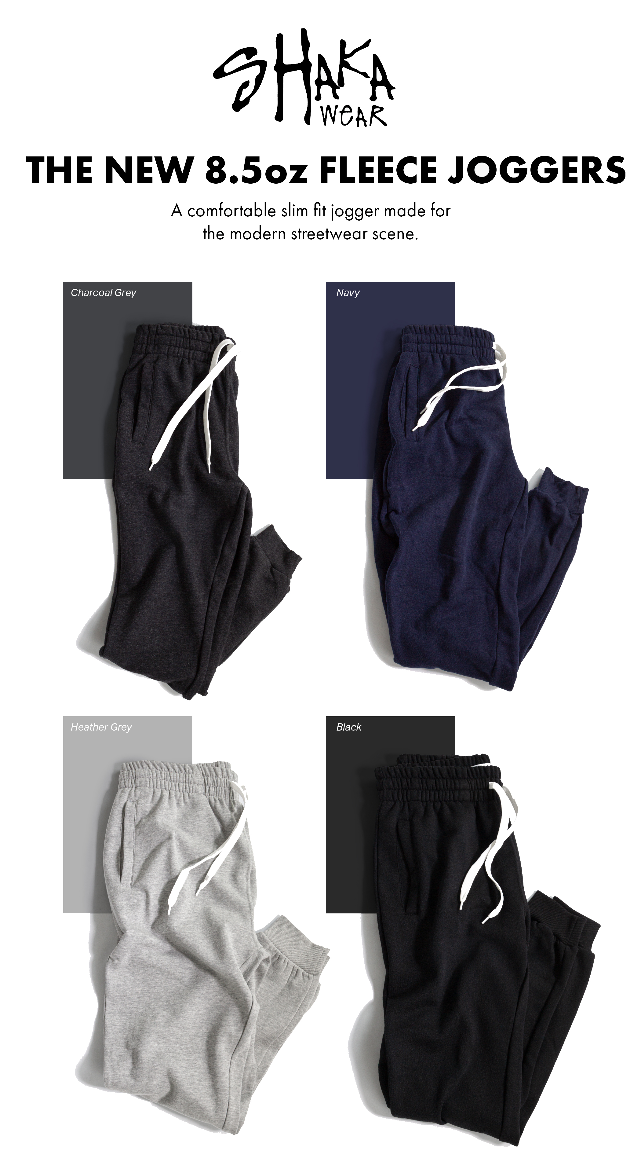 Shaka Wear Mens Slim Fit Medium Heavy Cotton Fleece Joggers Full Length Sweatpants S~5XL - image 2 of 7