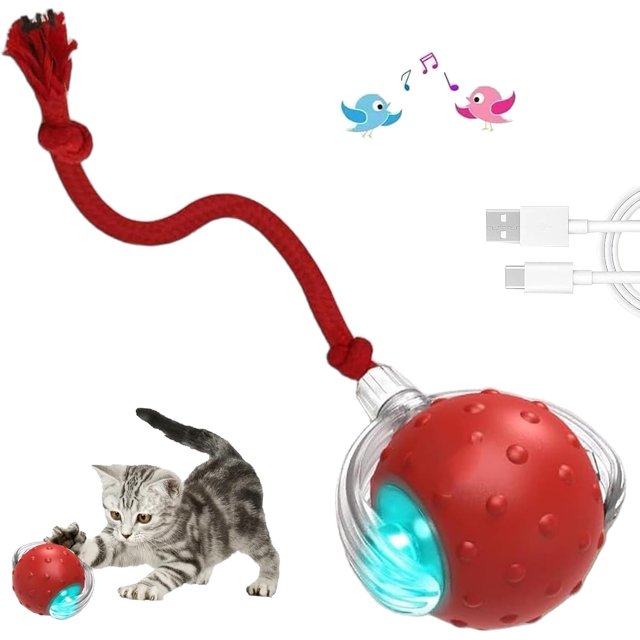 TinyFetch Dog Toy, Tiny Fetch Ball Dog Toy, Tinyfetch Interactive Dog Cat Toys Balls, 2025 Upgraded 360°Smart Automatic Rolling Electric Dogs Ball Toy, Gift for Pets (Red)