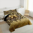 thumbnail image 3 of Manfei Cheetah Pattern Bedding Comforter Set,Leopard Print Bowtie Twin Comforter Sets,Gold Brown Black Bedding Set For Girls Kids,Luxury Bedroom Decor Reversible,2pcs, 3 of 8