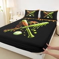 thumbnail image 4 of Erosebridal Orange Dripping Black Background Crossed Baseball Bats & Helmet Graphic Bed Sheets 4pcs, Bold Graphic King Sheets for Boys And Girls Kids,Microfiber Bedroom Decor, 4 of 5