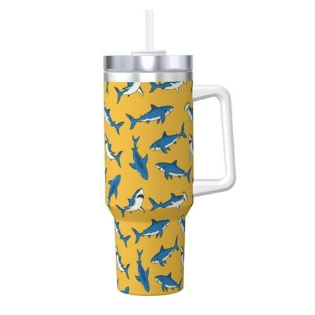 

Tideii Shark Print for 40OZ Ice Cup Stainless Steel Heat-insulating and Cold-insulating Water Cup with Handle Suitable for Indoor and Outdoor Activities
