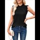 thumbnail image 1 of Suéter Sin Mangas para Mujer, Cuello Alto, Punto , Flecos, Mangas , Estilo Bohemio, Moderno, Color Negro, Talla M, 1 of 10