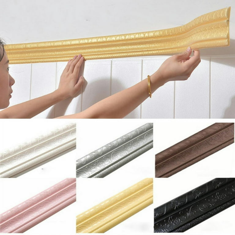 Flexible Foam Molding Trim Self Adhesive Trim Strips Wall Lines Wallpaper  Border for Floors Ceilings Countertops and More 2m 