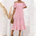 thumbnail image 4 of LOVZFMLL Robe Fluide Aguichant pour Femmes à Épaules, Col, Manches Courtes, Imprimé à Carreaux, Rouge, G, 4 of 8