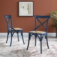 thumbnail image 2 of Side Dining Chair, Set of 2, Wood, Dark Blue, Modern Contemporary Urban Design, Kitchen Room Cafe Bistro Restaurant Hospitality, 2 of 8