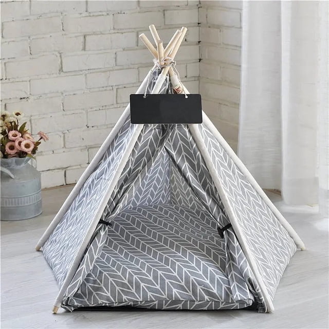 Tente Tipi pour Animal, Maison Lavable pour Chien et Chat avec Coussin