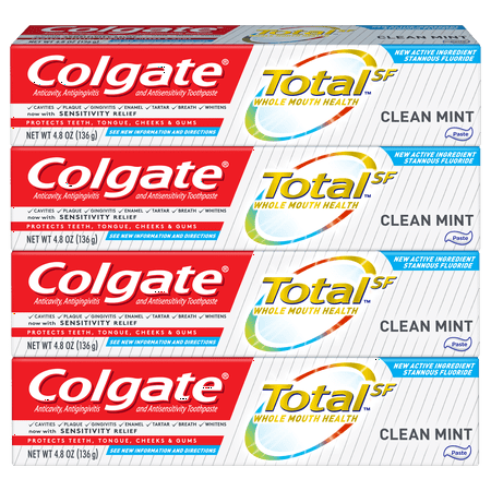 - Colgate Total Toothpaste, Clean Mint, 4.8oz 4-pack