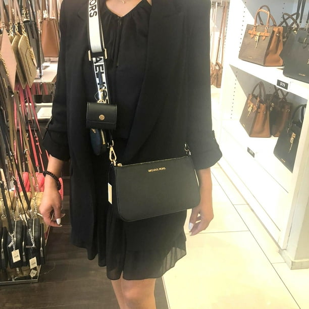 新作★Michael Kors JET SET TRAVEL TECH CROSSBODY Michael Kors Small Jet Set Black Saffiano Leather Tech