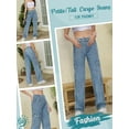 thumbnail image 3 of Tapata Women's 26"/28"/30"/32"/34" Cargo Jeans Straight Leg Short Petite Regular Tall Denim Relaxed Y2K Pants, 3 of 6