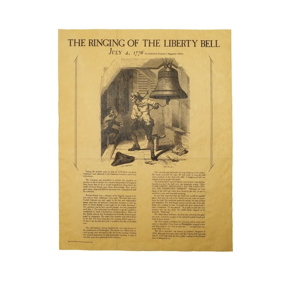 PA Liberty Bell Ringing Poster Parchment Paper US History Document 1776 Home Decor Wall Art