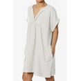 thumbnail image 3 of Robe Mini Babydoll en Gaze de Coton à Manches Courtes Col en V Décontractée pour Femmes, 3 of 7