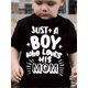 thumbnail image 1 of New Children's "Boy Love Mom" Fashion Letter Print T-shirt, Spring and Summer Casual Personalized Print Short Sleeve Parent-Child Clothing, 1 of 6