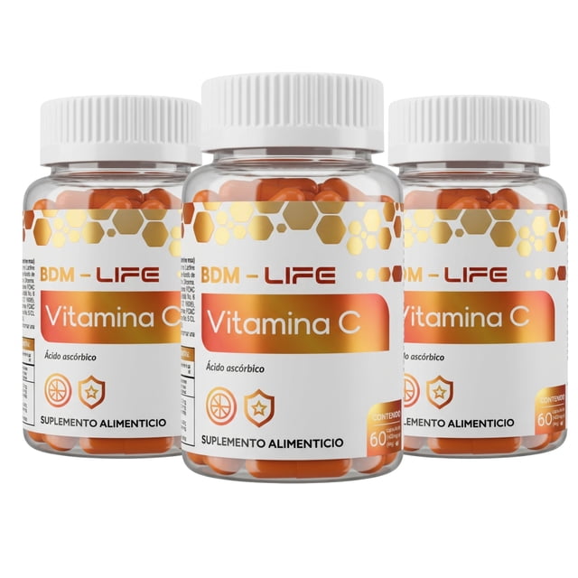 BDM LAB Vitamina C Suplemento Alimenticio 3x2 60 cápsulas c/u Máxima Protección Inmunológica y Energía Natural