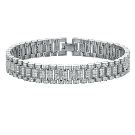 18K White Gold Plated Moissanite Bracelet Men D Color VVS1 Clarity Silver Diamond Bracelet S925 Sterling Silver Chain Bracelet Mens Jewelry 16-21CM