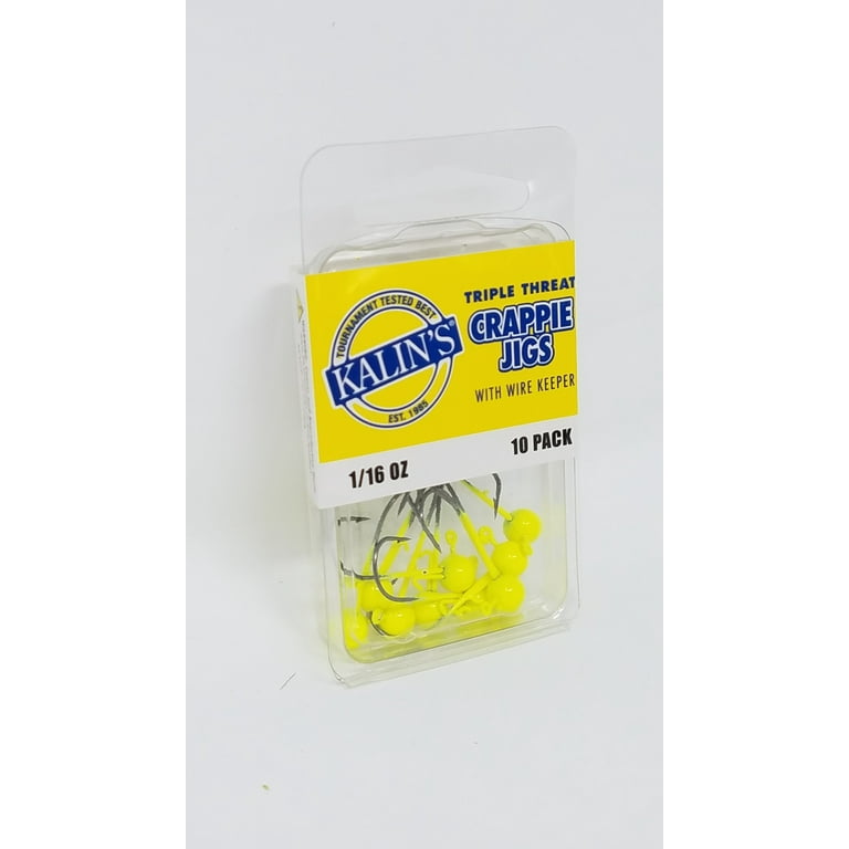 Kalins Freshwater Triple Threat Fishing Jig, Chartreuse, 1/16 oz