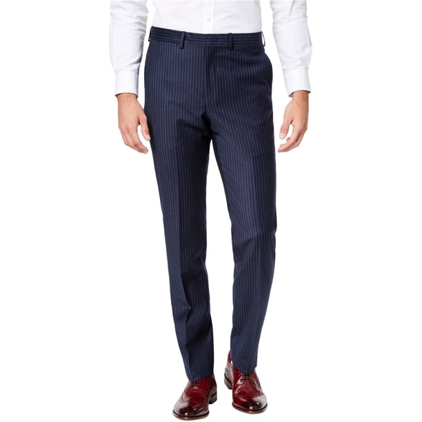 DKNY Pantalones de vestir a rayas para hombre, azul, 32 W x 32 L