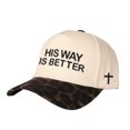 thumbnail image 4 of HIS WAY IS BETTER Letter Embroidered Color Block Trucker Hat Unisex Adjustable Cotton Breathable Fashion Cap for Travel Daily Wear, 4 of 11