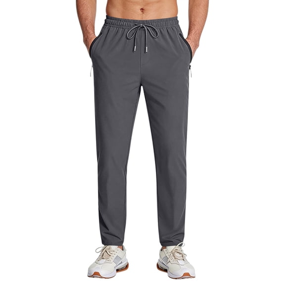 Resicozy Men's Lightweight Hiking Pants Loose Fit Fishing Running Athletic Active Jogger Pant with Zipper Pockets Dark Gray 4XL