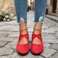 thumbnail image 6 of Qaltryn Criss-Cross Elastic Strap Mary Jane Flats for Women Low Wedge Casual Flats Shoes Ballet Style Slip On Dress Shoes for Dance Daily Office, 6 of 8
