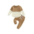 thumbnail image 1 of xiaxaixu Toddler 2Pcs Fall Outfits Long Sleeve Contrast Color Sweatshirt and Pants Set Baby Clothes, 1 of 8