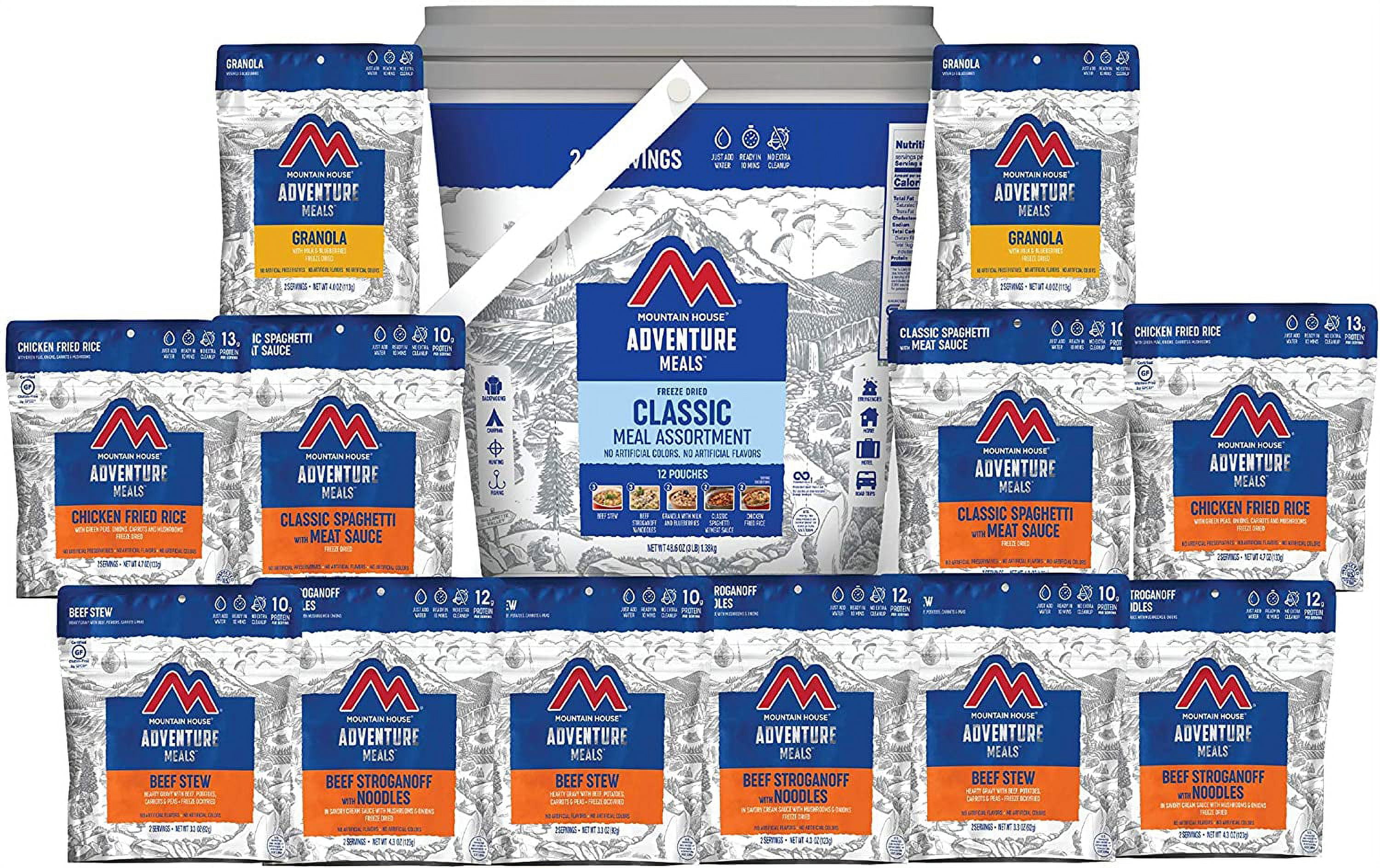 Mountain House Classic Bucket | Freeze Dried Backpacking & Camping Food | 24 Servings (0081635A)