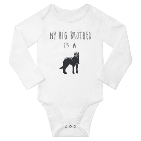 

My Big Brother is a Irish Wolfhound Dog Funny Announcement Baby Long Sleeve Bodysuit Unisex (White 0-6M)