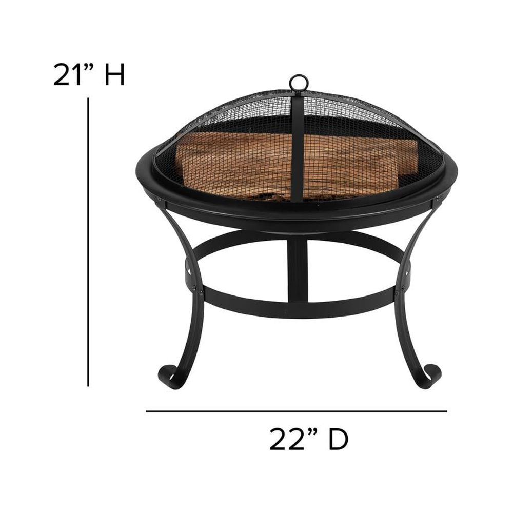 Flash Furniture Finn 3 Pcs Fire Pit with Adirondack Rocking Chairs, Navy - image 4 of 15
