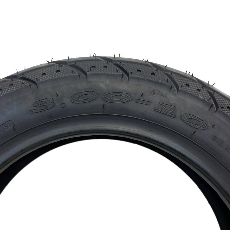 5A01 3.00-10 Scooter Tires – Set Of 2 Tubeless Front/Rear Tires, 42J Load Rating, For 10-Inch Rim Mopeds & Scooters