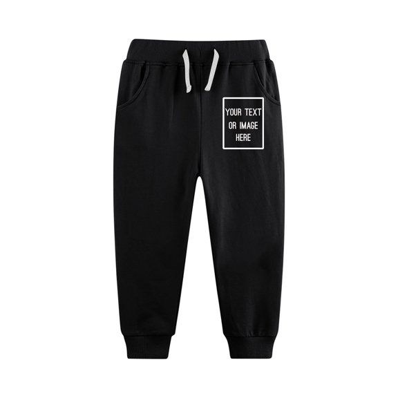 Boys And Girls Joger Elastic Waist Special Print Drawstring Sports Pants Black 110
