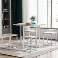thumbnail image 2 of 5 Piece Dining Table Set for 4, Wood and Metal Rectangular Table Kitchen Set with Wood TableTop & Sturdy Steel Frame, Industrial Compact Kitchen Table Set for Dining Room, S9999, 2 of 8