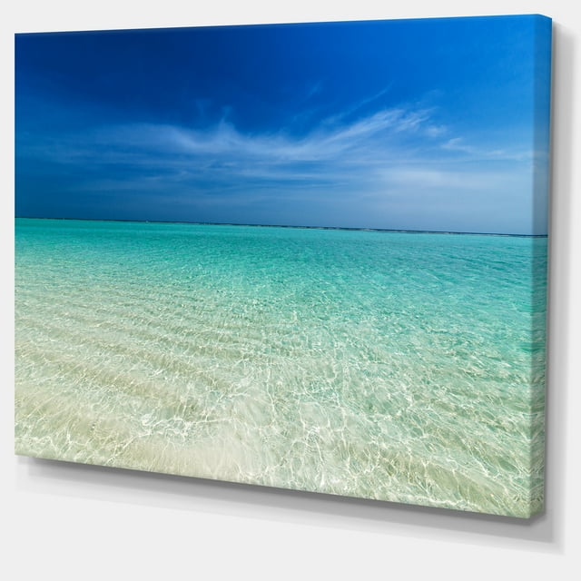 Designart - Turquoise Ocean Under Blue Sky - Modern Seascape Canvas Artwork