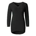 thumbnail image 4 of Sevevn Women V Neck Fuzzy Fleece Pullover Sweater Soft Long Sleeve Warm Plush Tops Casual Loose Fit Winter Fall Knit Blouse Black XL, 4 of 7