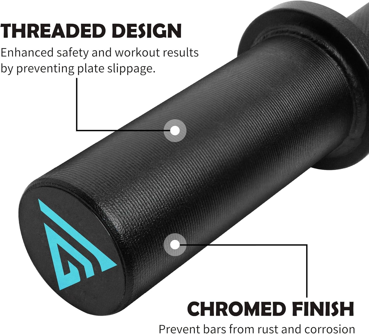16 Inch Olympic Dumbbell Handle Set with Spring Collars - Heavy Duty Steel Bar for Weight Plates, Knurled Grip for Home Gym Strength Training