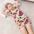 thumbnail image 6 of Silky Satin Kids' Pajama Set Breathable & Smooth Unisex Button-Down Pajamas Watermelon and Cherries, 6 of 7