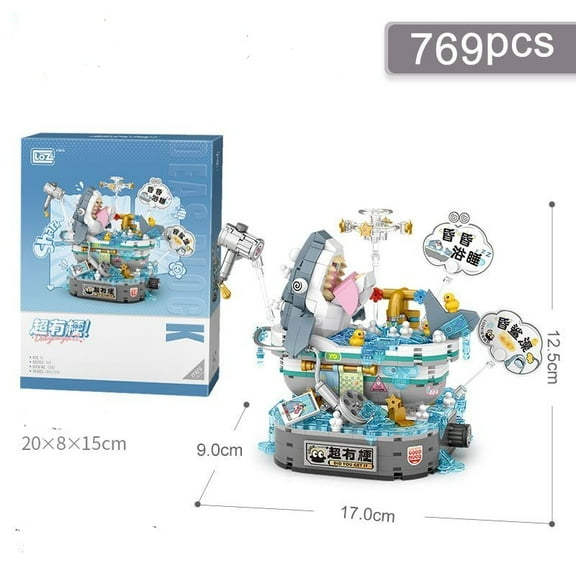 Shark bathing themed building blocks, creative building block toys, collectible building block toys (769 pieces)